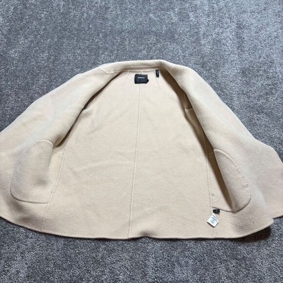 Theory Cashmere Blend Open Coat NEW DIVIDE Womens Medium Ivory Buttonless - Picture 2 of 8